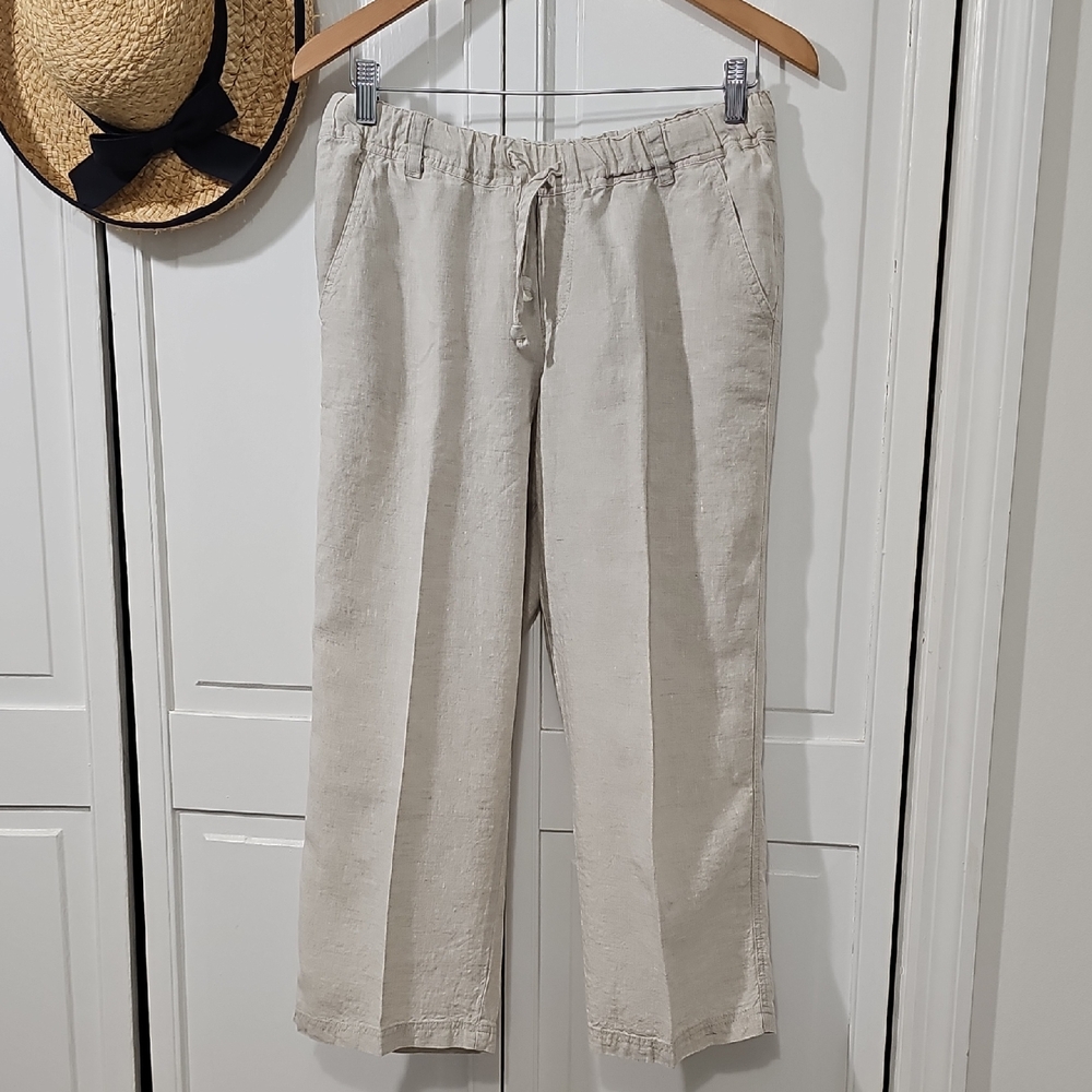 Allen Allen Women's Linen Capris - Cream